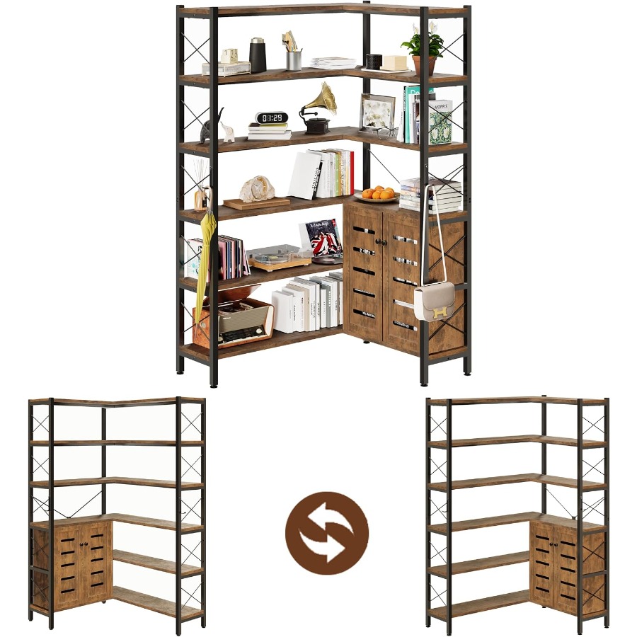 6-Shelf Corner Bookshelf for L - Storage & Organization review and price