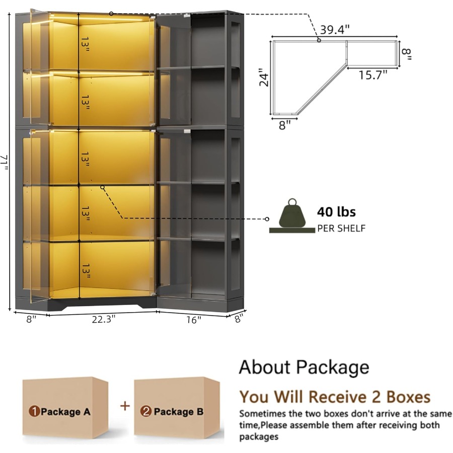 Corner display curio cabinet w - Storage & Organization review and price