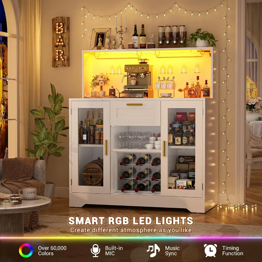 Coffee Bar Cabinet with RGB LE - Storage & Organization review and price